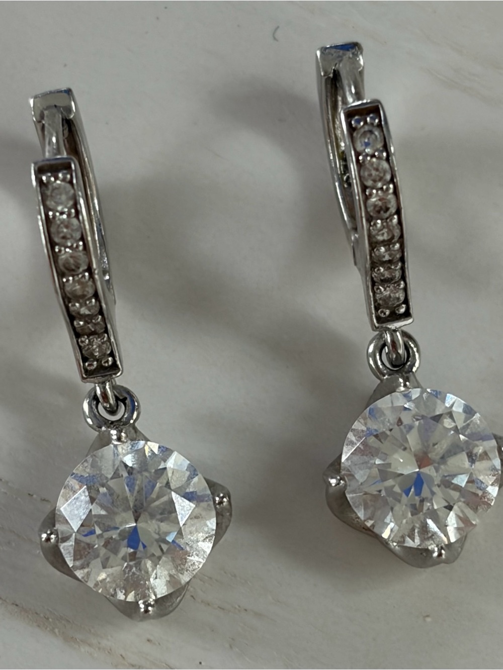Silver-Tone Clear Crystal Drop Earrings - Elegant Sparkle